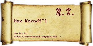 Max Kornél névjegykártya
